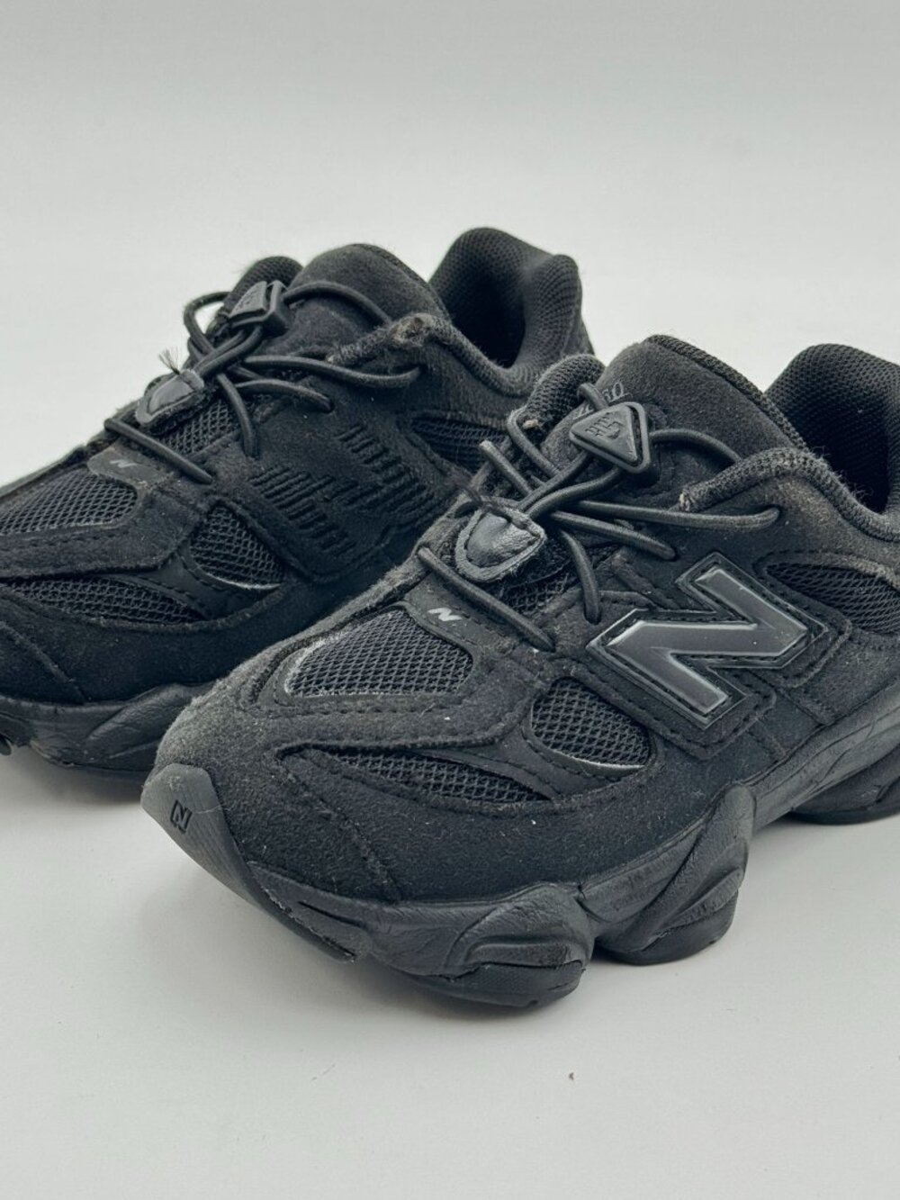 New Balance 9060 Triple Black Sneakers Toddler Size 10 Chunky Suede Running